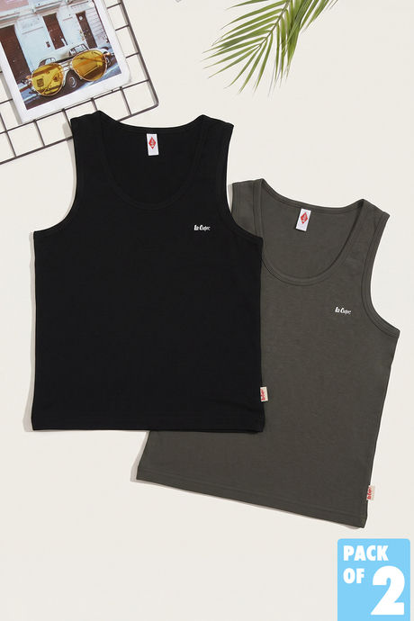 Lee Cooper Boys Solid Vest (Pack of 2) - Multicolor Buy Lee Cooper Boys Solid Vest (Pack of 2) - Multicolor